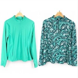 Lot 2 Women Tommy Bahama Gotexx XL UPF Long Sleeve Quarter Zip Tops Golf Tennis